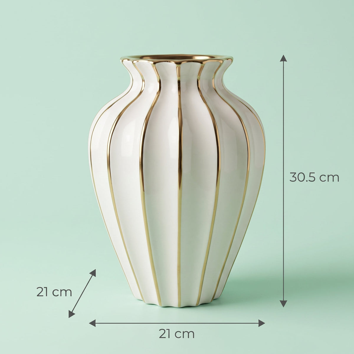 Aurelia Fluted Vase — dimensions 21 x 21 x 30.5 cm