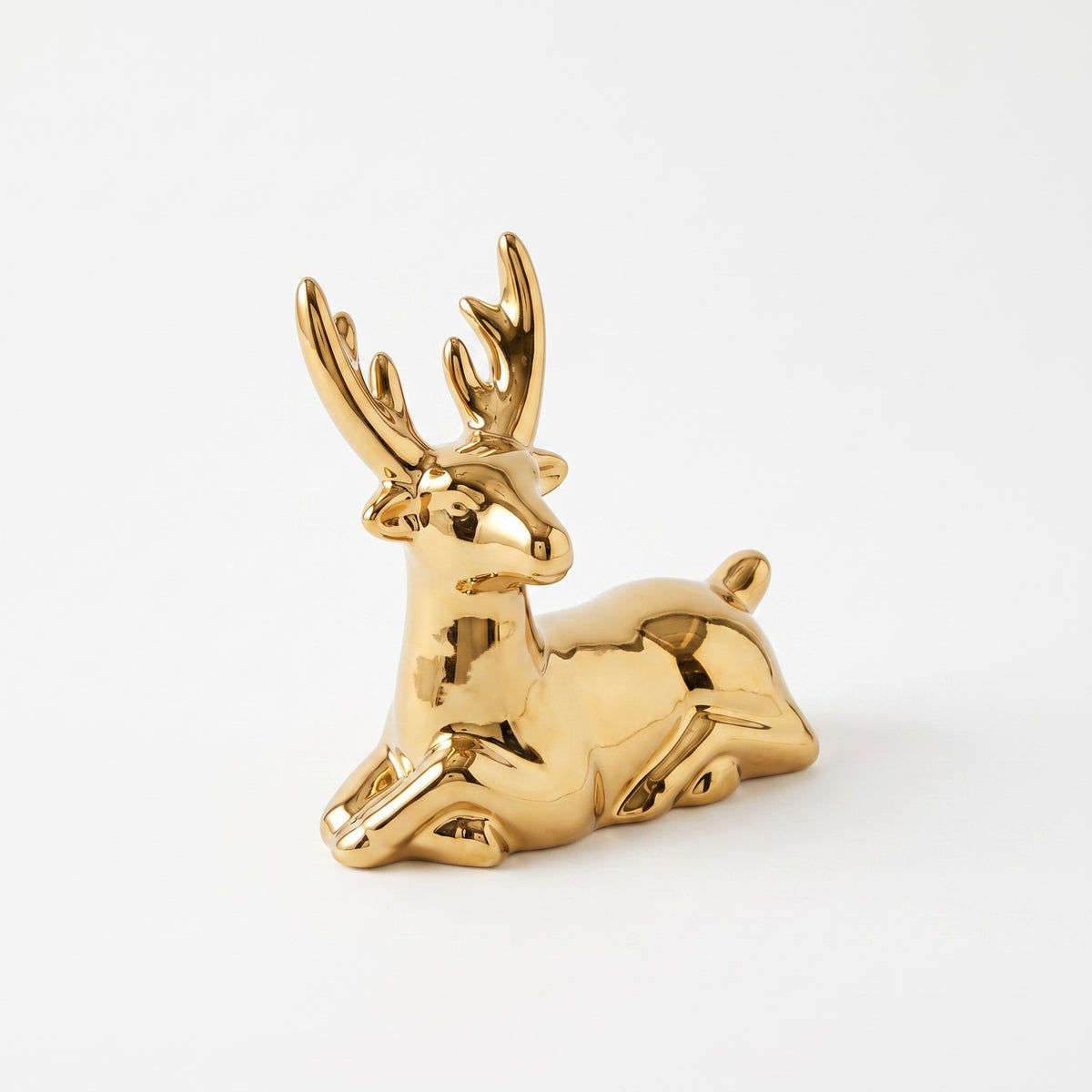 Regal Golden Stag Sculpture Small — front view on white background