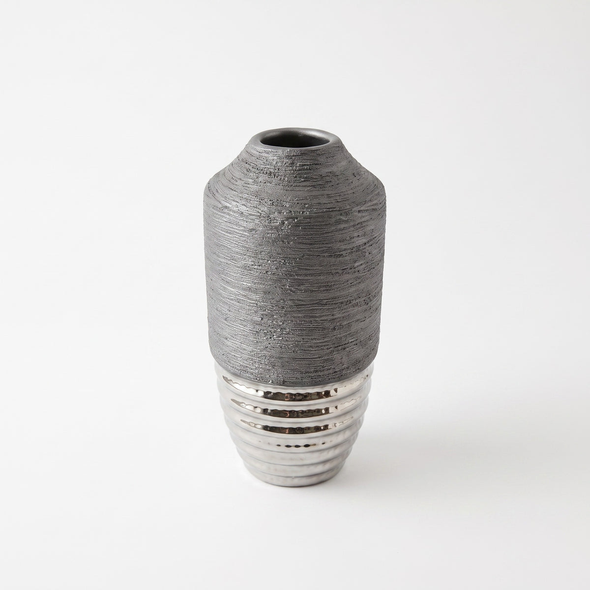 Graphite Luxe Vase — front view, accurate scale on white background