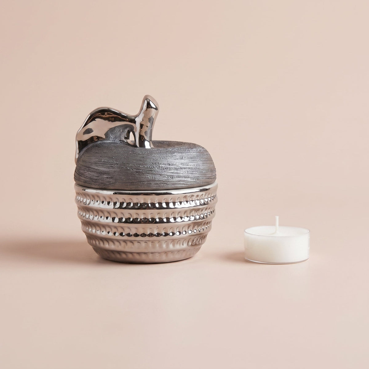 Graphite Trinket Jar side profile shown with a tealight candle for scale