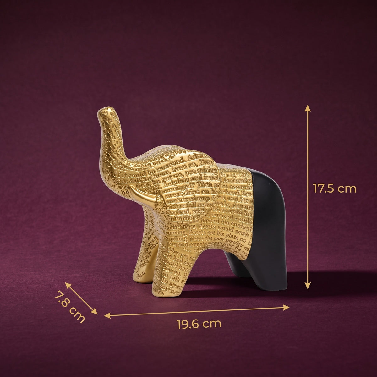 Dual-Tone Textured Elephant Figurine — dimensions 19.6 x 7.8 x 17.5 cm