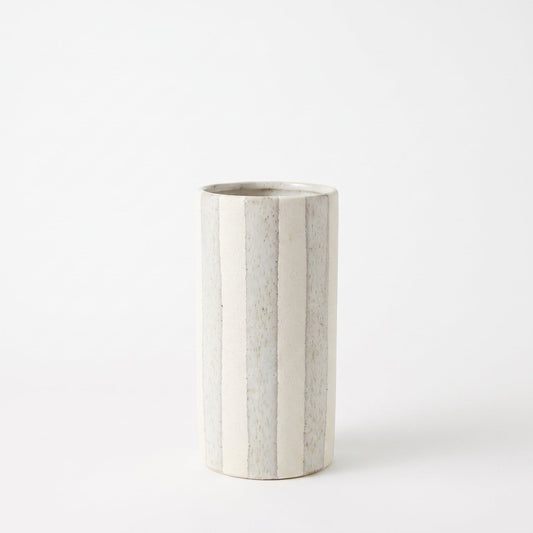 Ivory Strata Tall Vase — front view on white background