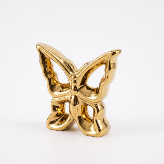 Gilded Butterfly Sculpture — front view on white background
