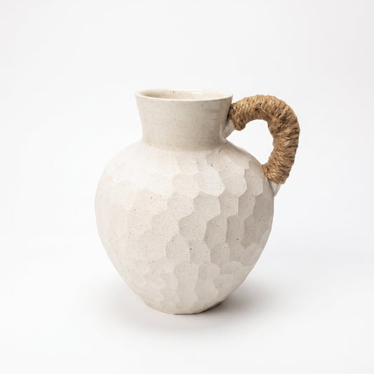 Terra Facet Rope Handle Vase — front view on white background