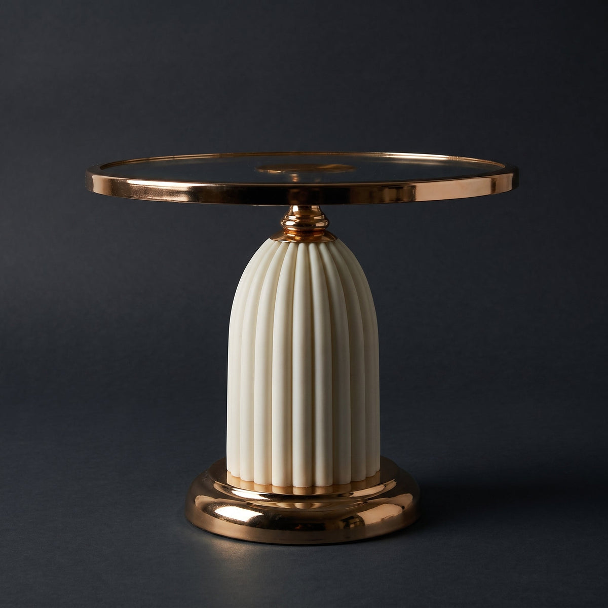Ivory Luxe Cake Display Stand Tall — full view on dark background