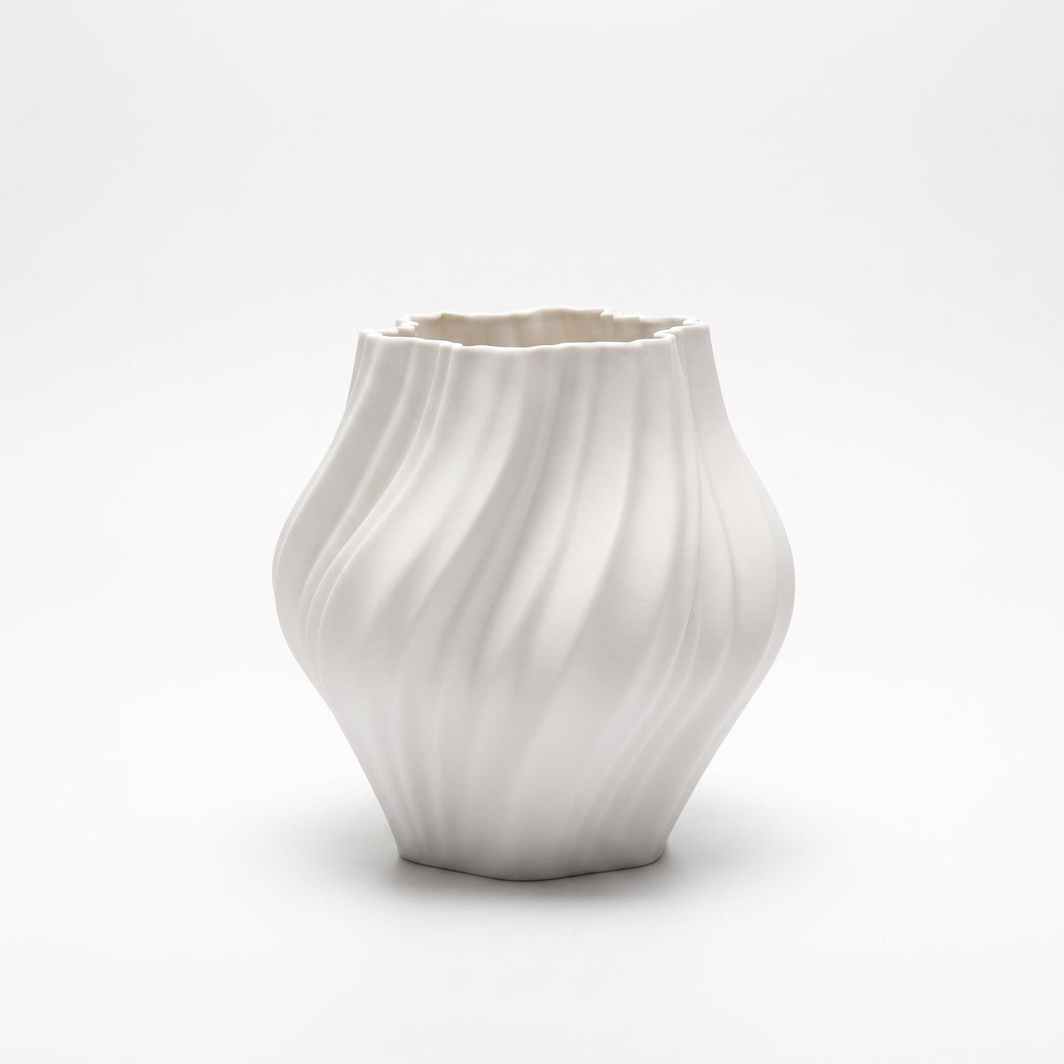Ivory Ripple Vase — front view on white background