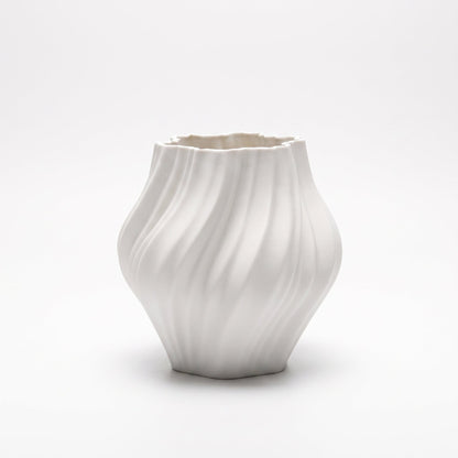 Ivory Ripple Vase — front view on white background