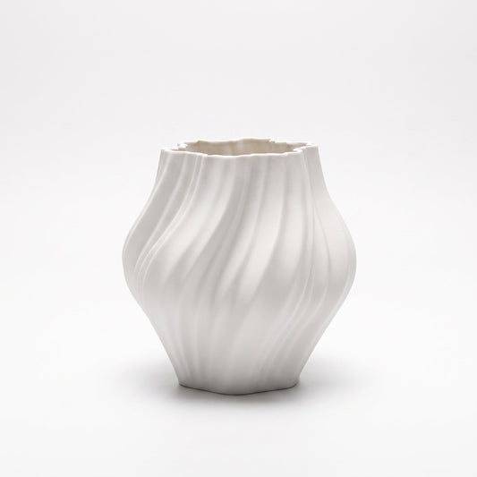Ivory Ripple Vase — front view on white background