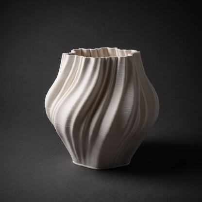Ivory Ripple Vase — full view on dark background