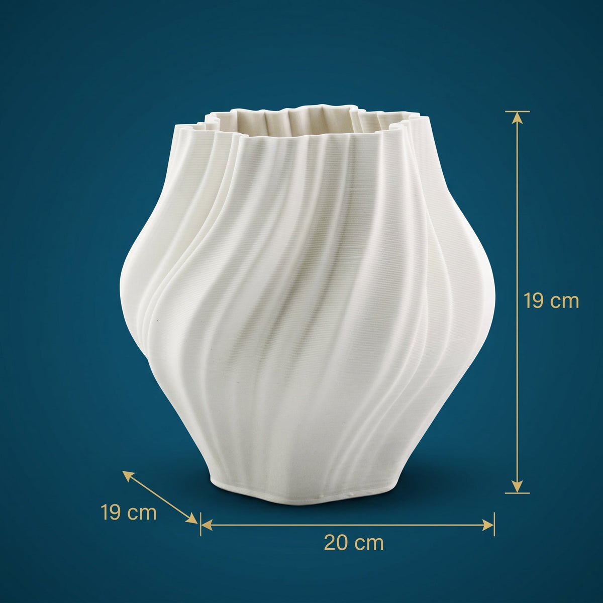Ivory Ripple Vase — dimensions 20 x 19 x 19 cm
