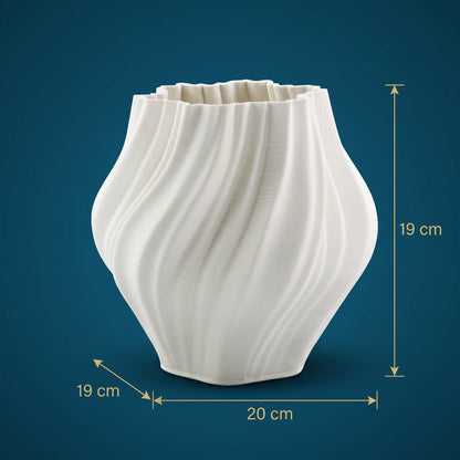 Ivory Ripple Vase — dimensions 20 x 19 x 19 cm