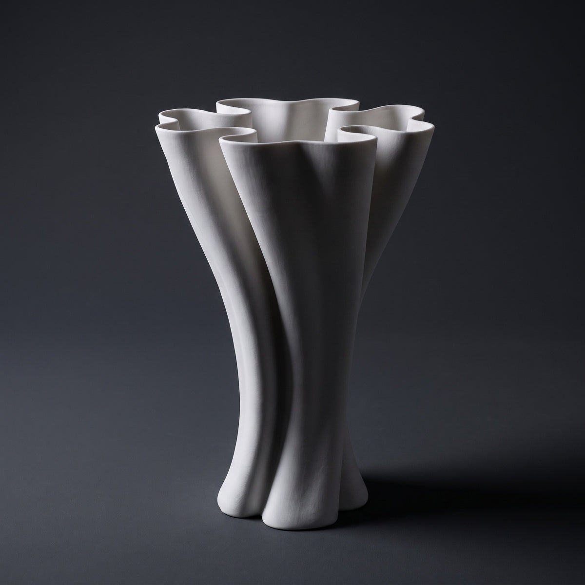 Petal Fold Vase — full view on dark background