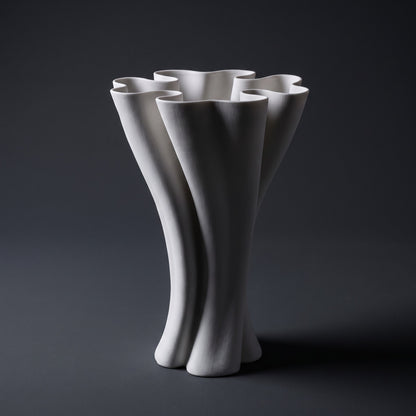 Petal Fold Vase — full view on dark background
