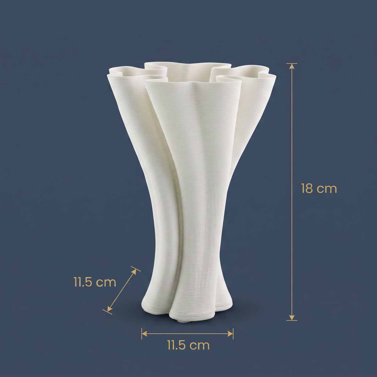 Petal Fold Vase — dimensions 11.5 x 11.5 x 18 cm