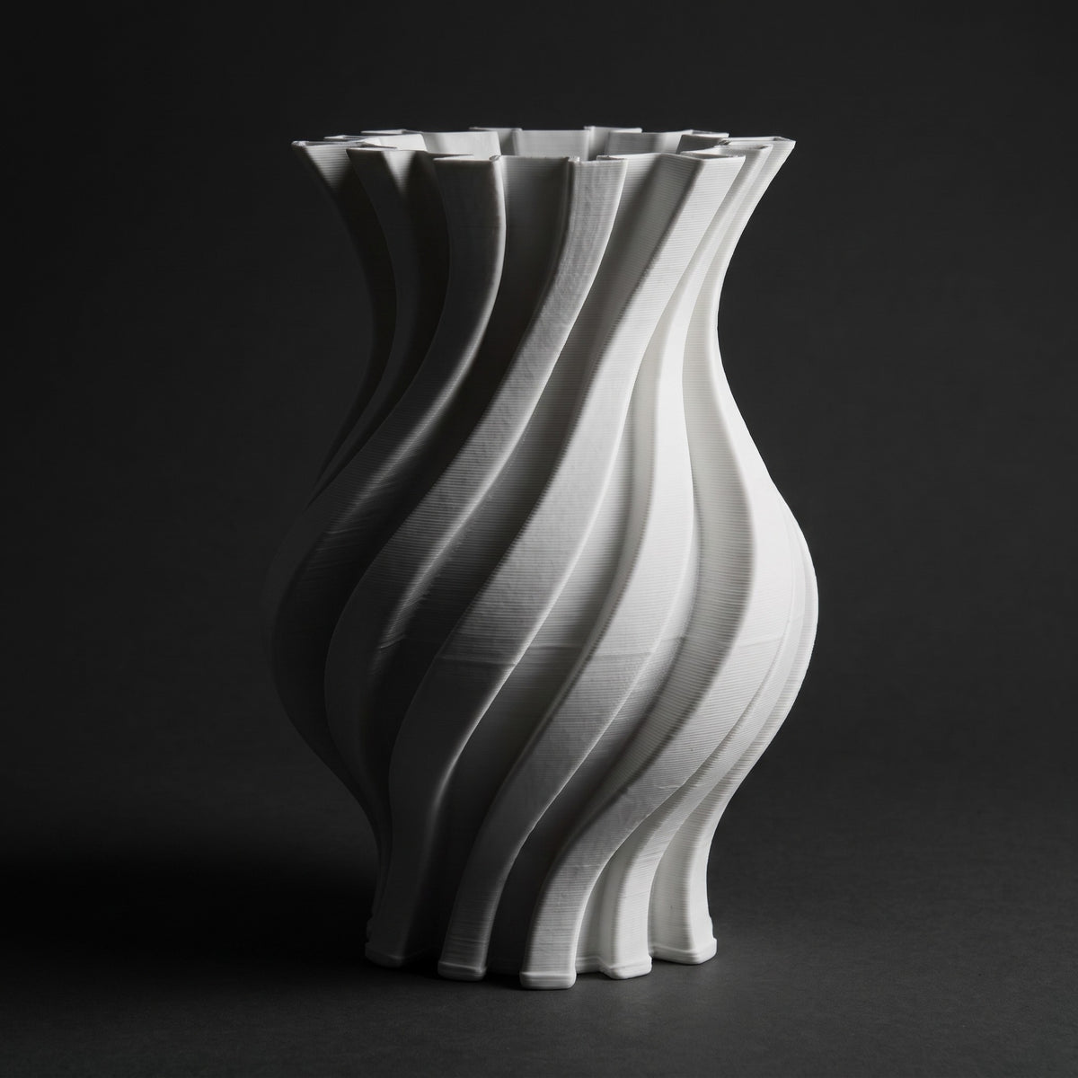 Helix Wave Vase — full view on dark background