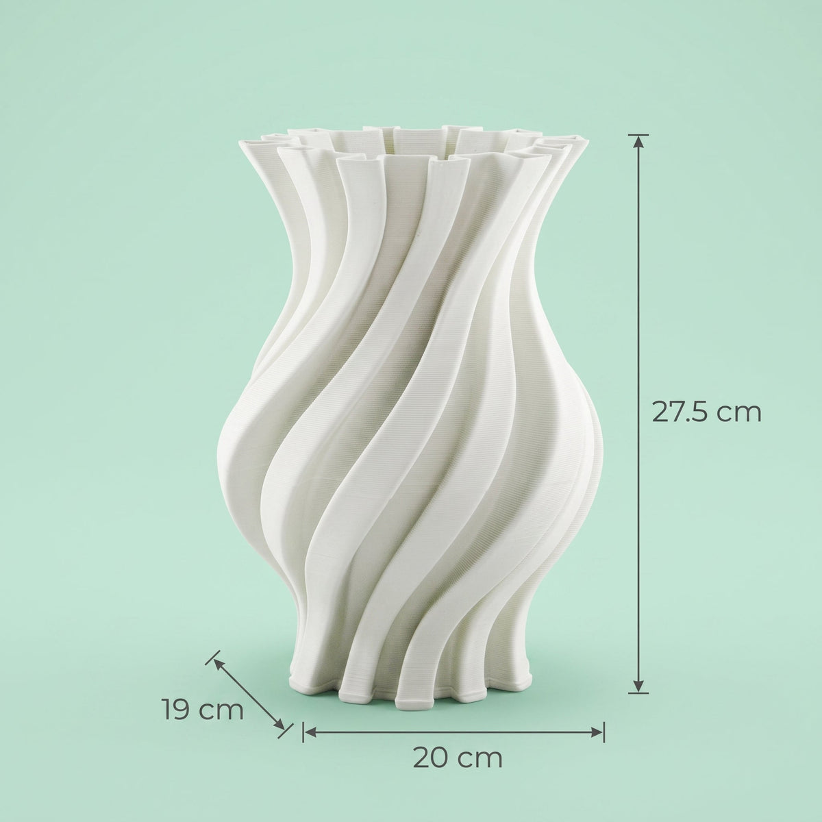 Helix Wave Vase — dimensions 20 x 19 x 27.5 cm