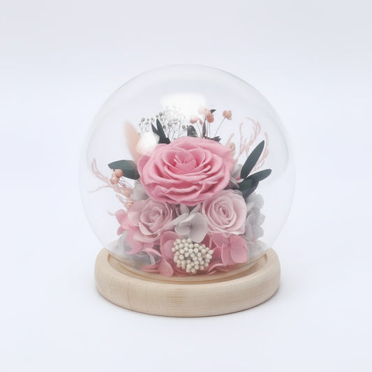 Blush Romance Rose Dome — front view on white background