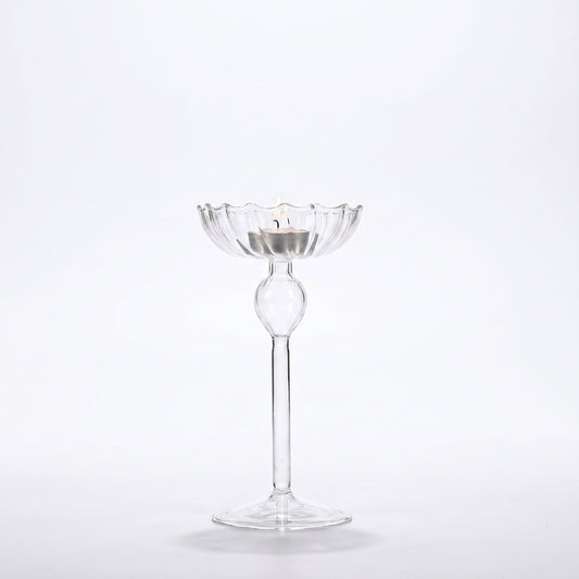 Petal Glass Candle Holder — front view on white background