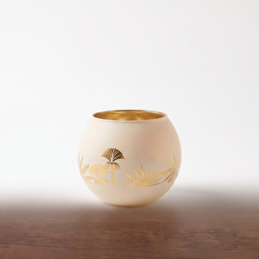 Fern Motif Glass Votive Small — front view on white background
