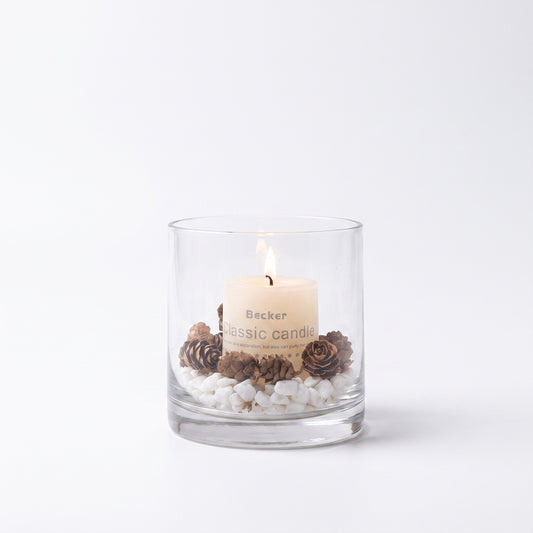 Glass Candle Holder Short — front view on white background