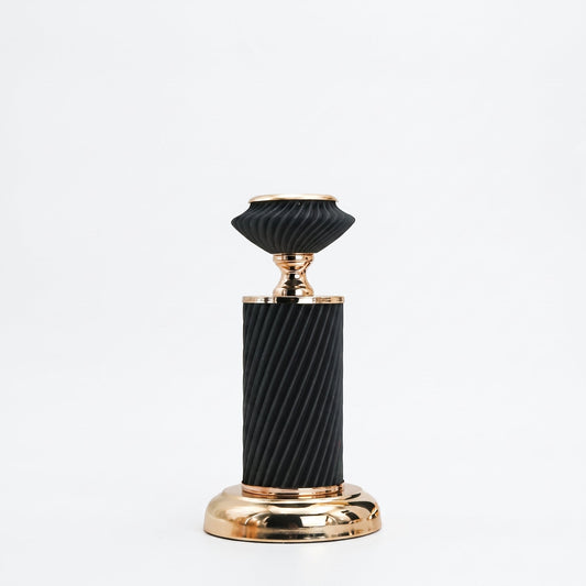 Noir Luxe Decorative Candle Holder — front view on white background