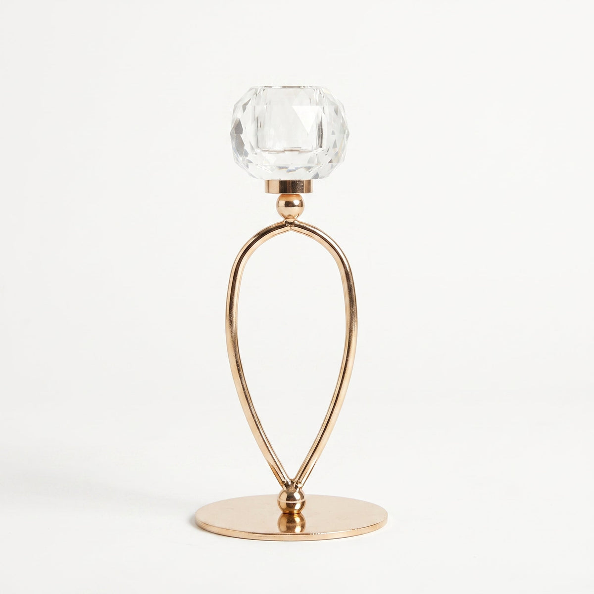 Infinity Crystal Candle Holder Tall — front view on white background