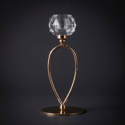 Infinity Crystal Candle Holder Tall — full view on dark background