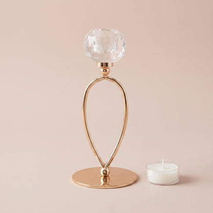 Infinity Crystal Candle Holder Tall shown with a tealight candle for scale