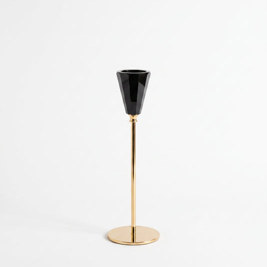 Obsidian Luxe Taper Candle Holder Regular — front view on white background