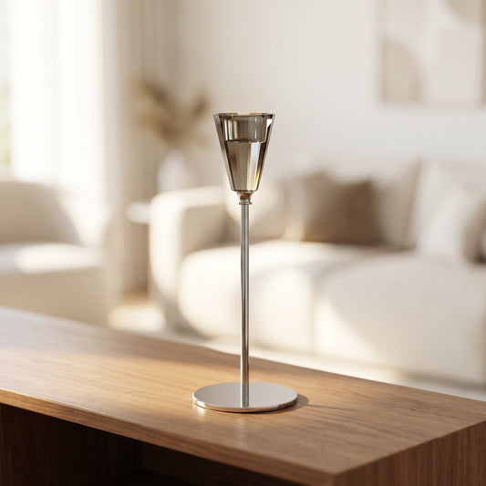 Obsidian Luxe Taper Candle Holder Regular styled on a console shelf