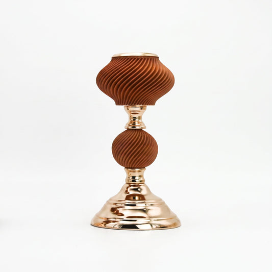 Luxe Ribbed Candle Holder Regular — front view on white background