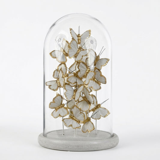 Butterfly Cluster Cloche- White & Gold