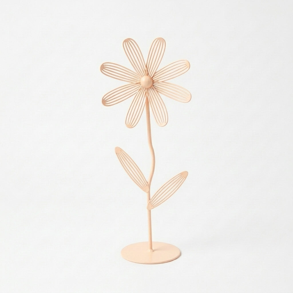 Minimal Metal Daisy Sculpture – Tall Blush