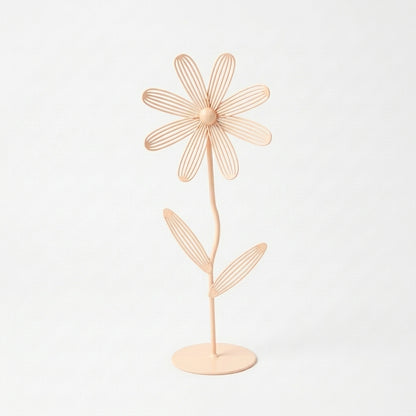 Minimal Metal Daisy Sculpture – Tall Blush