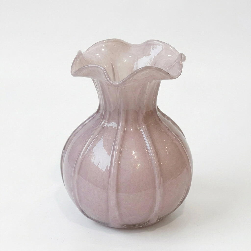 Pastel Pink Fluted Ceramic Vase