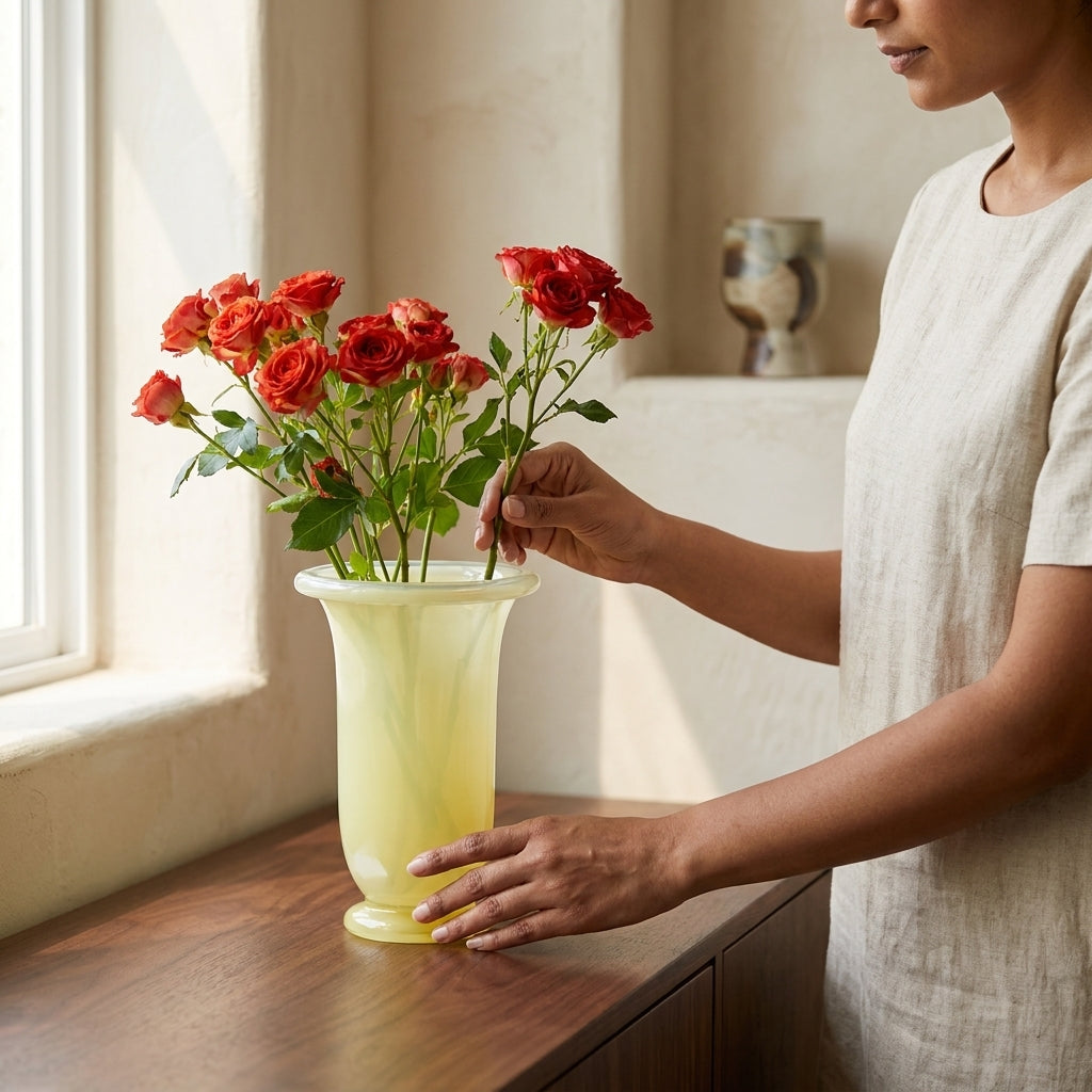 Gloss Finish Lemon Yellow Vase