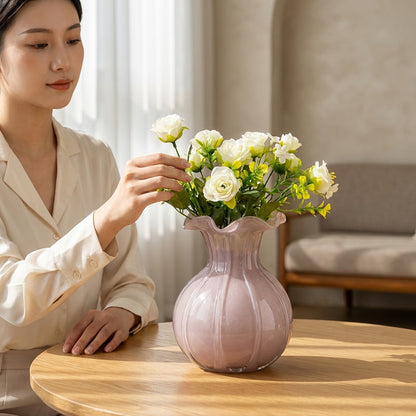 Pastel Pink Fluted Ceramic Vase