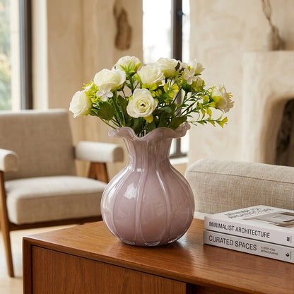 Pastel Pink Fluted Ceramic Vase