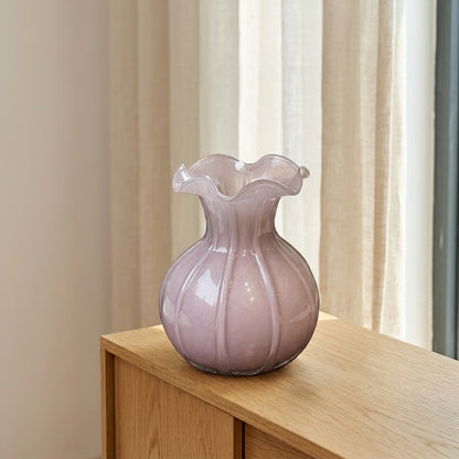 Pastel Pink Fluted Ceramic Vase