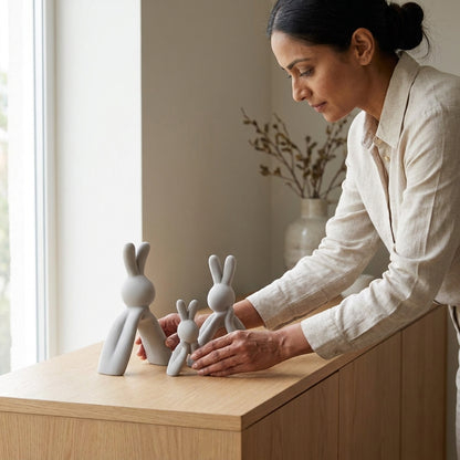 Minimalist Bunny Family Figurine Set (Set of 3)