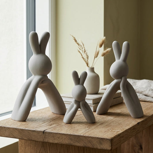 Minimalist Bunny Family Figurine Set (Set of 3)